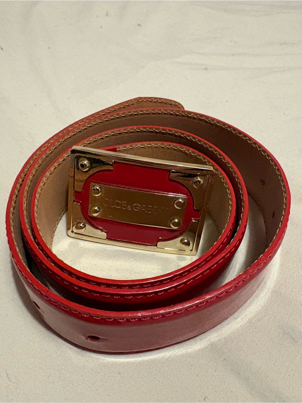 Dolce & Gabbana Tan Leather Logo Belt
